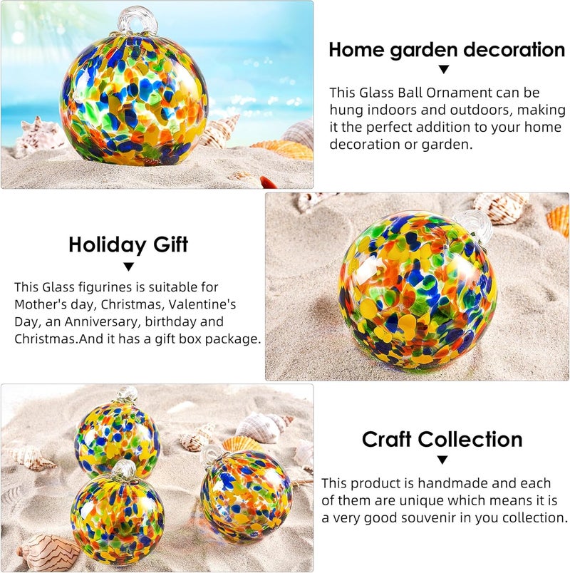 EUSTUMA Hand Blown Glass Witch Ball,Glass Ball Ornament Hanging Garden Gazing Ball Indoor Outdoor Home Décor. (2) - Image 3
